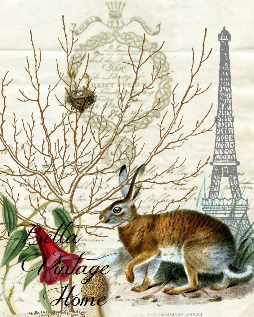 Animal Tea Towel Effiel Tower Rabbit - BELLAVINTAGEHOME