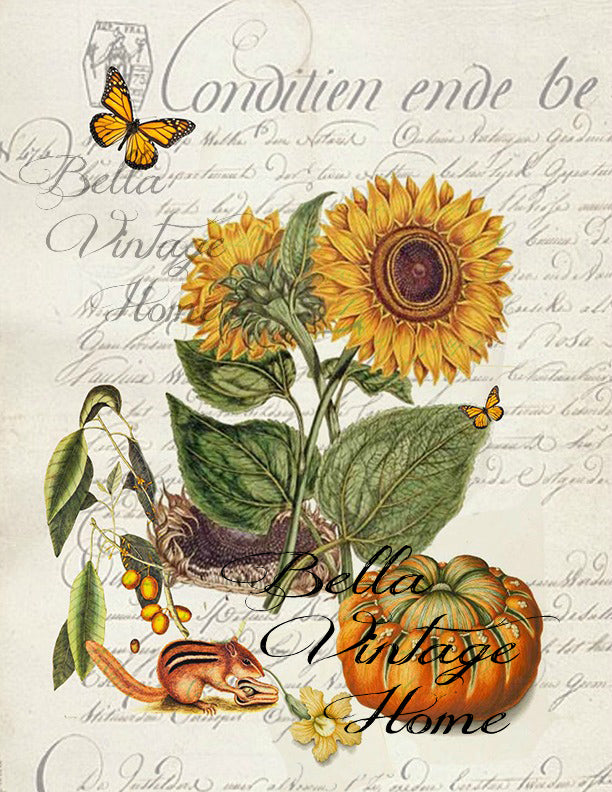 Fall Tea Towel Sunflower - BELLAVINTAGEHOME