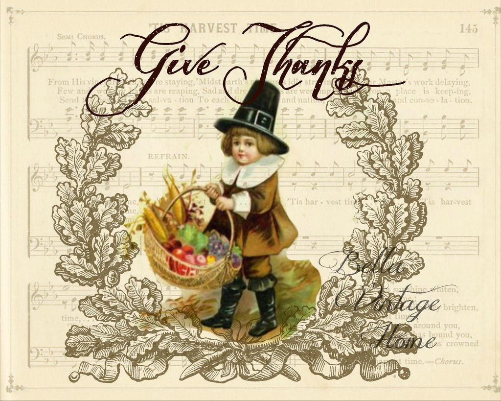 Fall Tea Towel Give Thanks - BELLAVINTAGEHOME