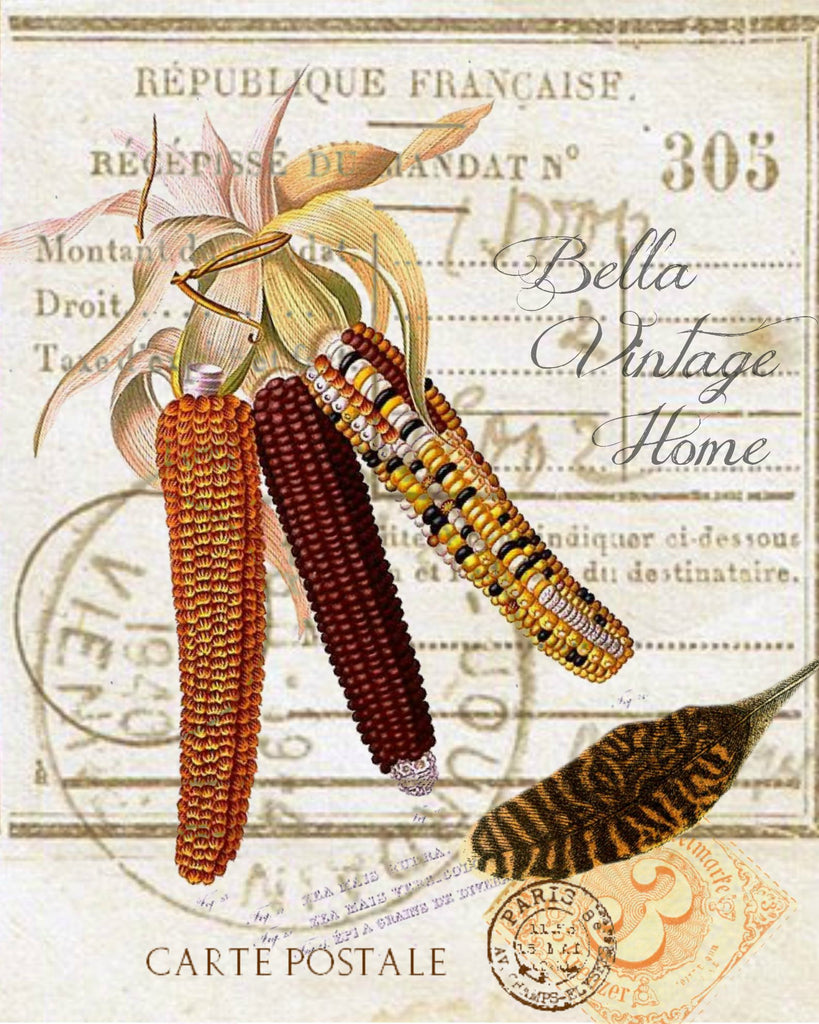 Fall Tea Towel Indian Corn - BELLAVINTAGEHOME