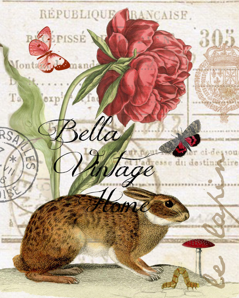 Animal Tea Towel Le Lapin Rabbit - BELLAVINTAGEHOME