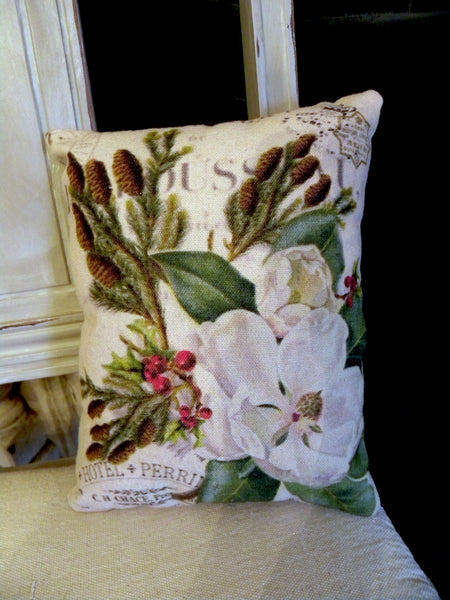 Vintage Art Collection Paper  Christmas Magnolia Print,  Pillow, Note Cards, Tea Towel, Digital Download - BELLAVINTAGEHOME