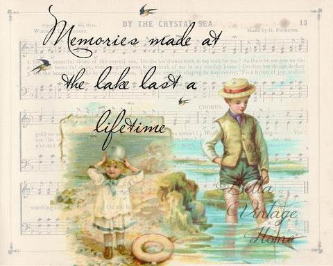 Lake Memories II Print,  Pillow, Note Cards, Tea Towel, Digital Download - BELLAVINTAGEHOME