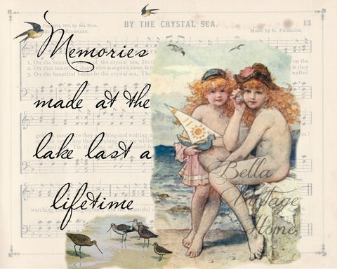 Lake Memories I Print,  Pillow, Note Cards, Tea Towel, Digital Download - BELLAVINTAGEHOME
