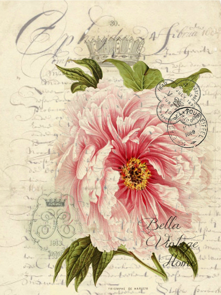 Floral Tea Towel Pink Rose - BELLAVINTAGEHOME