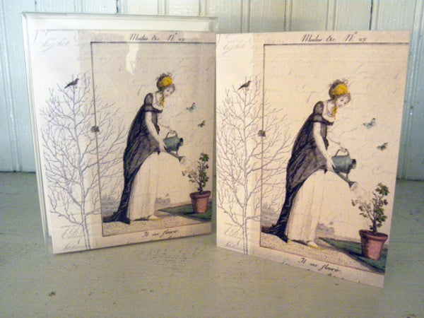 Botanical Garden Girl 2 Print, Pillow, Note Cards, Tea Towel, Digital Download - BELLAVINTAGEHOME