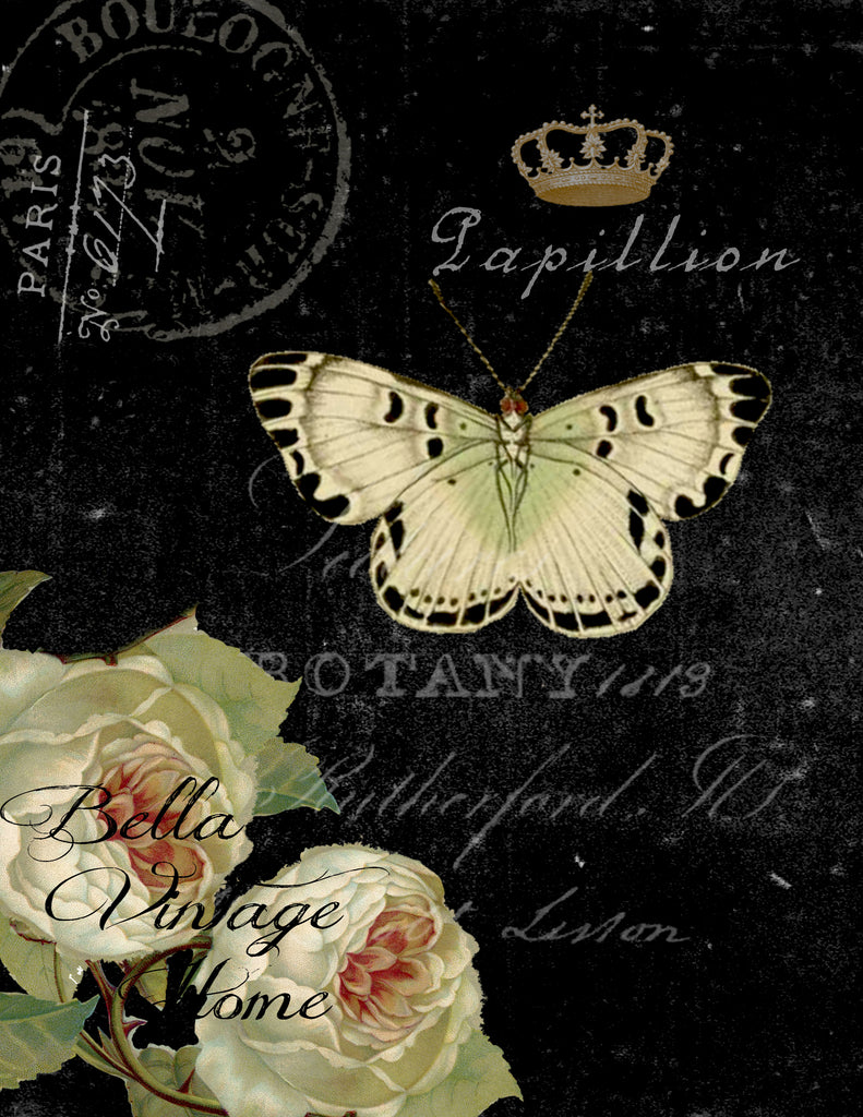 White Butterfly I Print, Pillow, Note Cards, Tea Towel, Digital Download - BELLAVINTAGEHOME