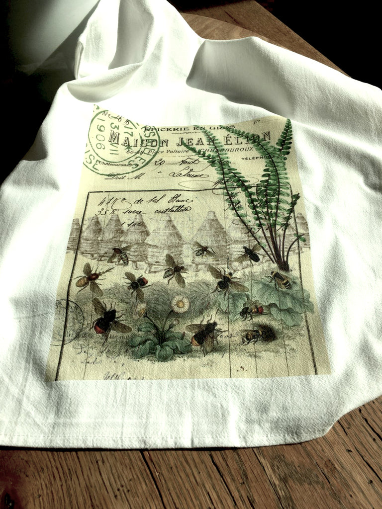 Bees Fern Tea Towel - BELLAVINTAGEHOME