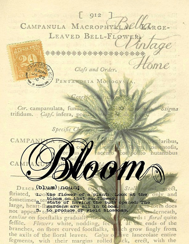 Botanical Bloom Bell Flower Print, Pillows Note Cards, Tea Towel, Digital Download - BELLAVINTAGEHOME