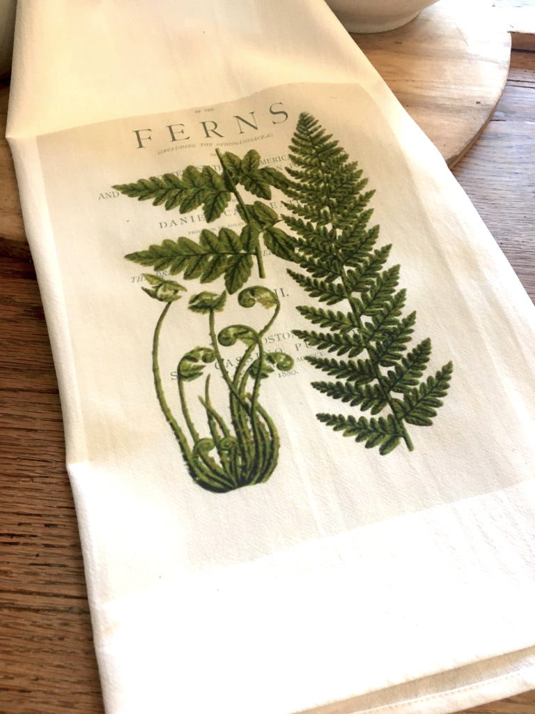 Floral Tea Towel Botanical Fern II - BELLAVINTAGEHOME