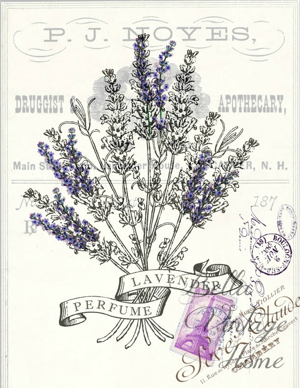 Floral Tea Towel Lavender Perfume - BELLAVINTAGEHOME