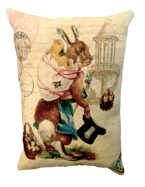 Mother Rabbit with Chick Easter Print,  Pillow, Note Cards, Tea Towel, Digital Download - BELLAVINTAGEHOME