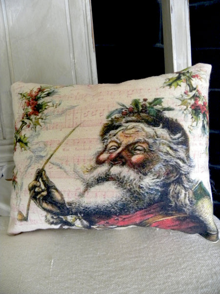 Vintage Art Collection Paper  Christmas Jolly Santa Print,  Pillow, Note Cards, Tea Towel, Digital Download - BELLAVINTAGEHOME