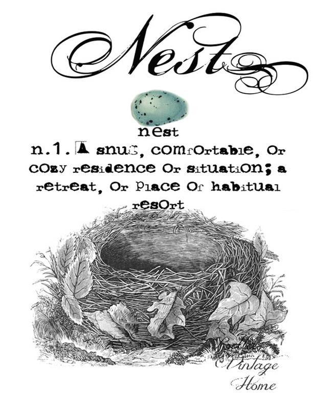 Botanical Nest Definition Print, Pillow, Note Cards, Tea-towel-digital-download - BELLAVINTAGEHOME