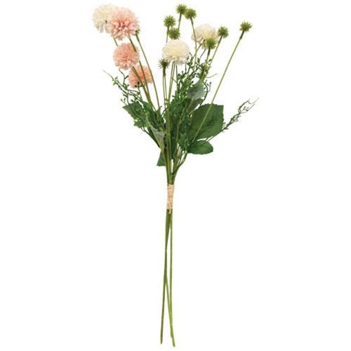 a Pink & Cream Wildflower and Thistle Spray 24" - BELLAVINTAGEHOME