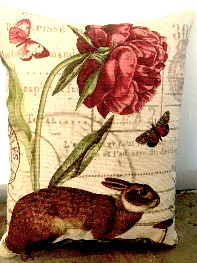 Pillow-Rabbit with Flower - BELLAVINTAGEHOME