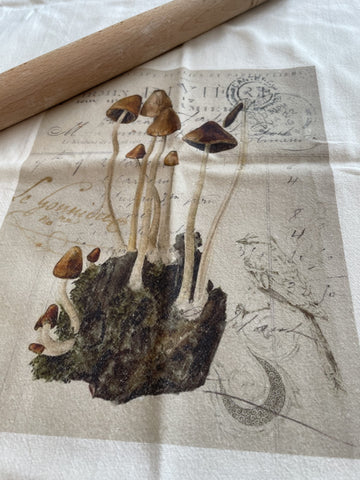 Tea Towel-Brown Mushrooms - BELLAVINTAGEHOME