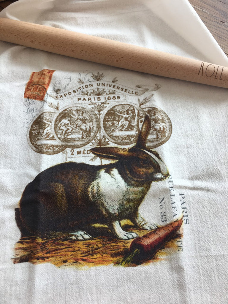 Tea Towel-Brown Rabbit - BELLAVINTAGEHOME