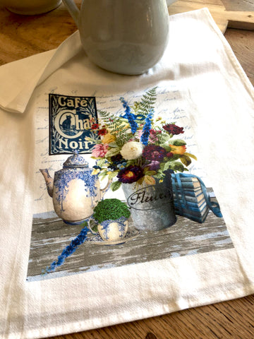 Tea Towel-Blue Chintz - BELLAVINTAGEHOME