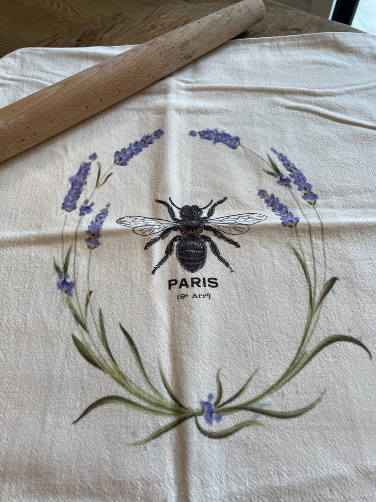 Tea Towel-Paris Bee lavender - BELLAVINTAGEHOME