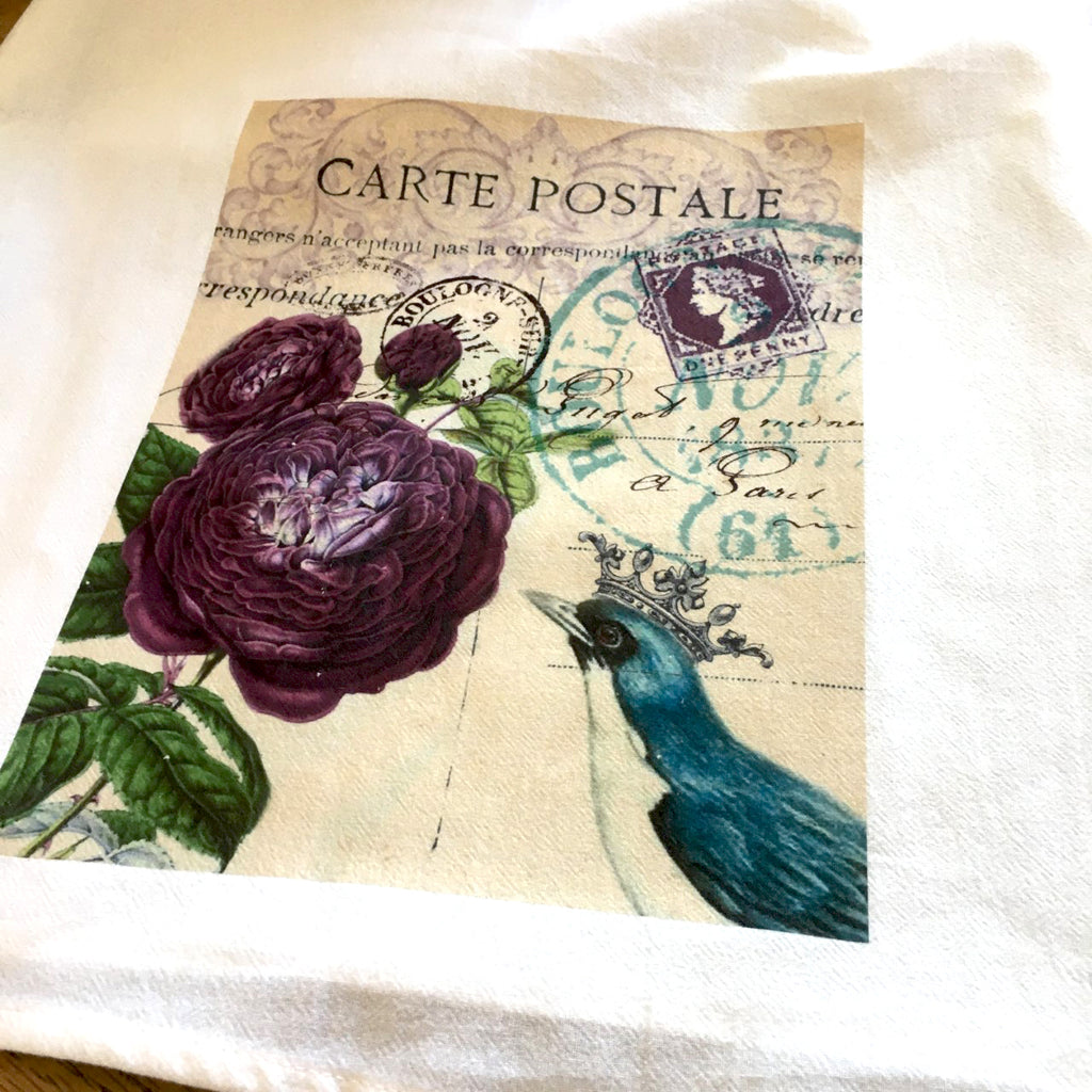 Tea Towel-Purple Roses - BELLAVINTAGEHOME