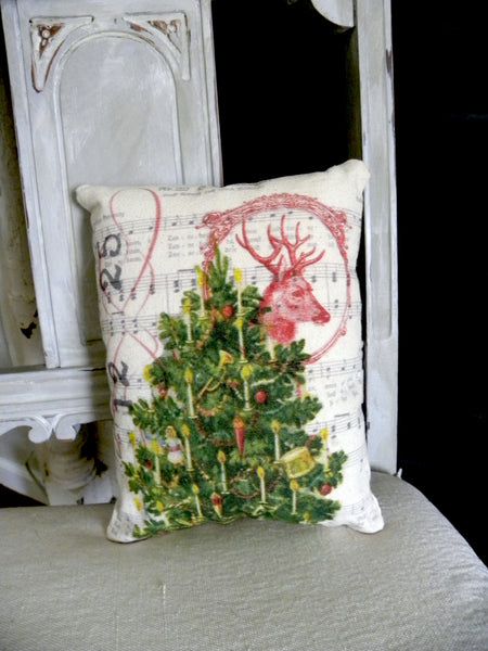 Vintage Art Collection Paper Christmas  Tree  Print,  Pillow, Note Cards, Tea Towel, Digital Download - BELLAVINTAGEHOME