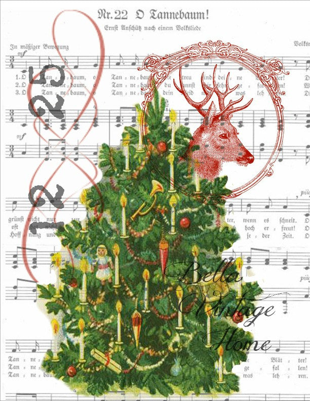 vintage-art-collection-paper-christmas-tree-print-pillow-note-cards-tea-towel-digital-download-bellavintagehome