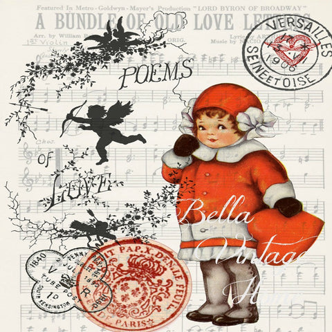 Valentine-A Bundle Of Old Love Letters Print, Pillow, Notecards, Tea Towel, Digital Download - BELLAVINTAGEHOME