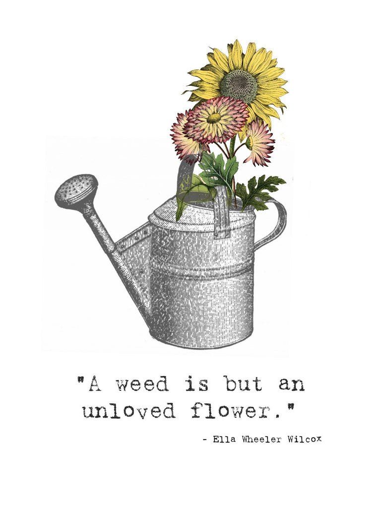 A Weed is a flower....  Print,  Pillow, Note Cards, Digital Download - BELLAVINTAGEHOME