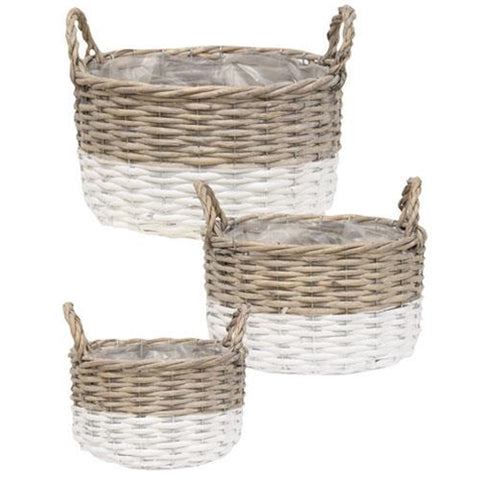 Baskets-White Dipped Willow Bushel Basket   ( 3sizes) - BELLAVINTAGEHOME