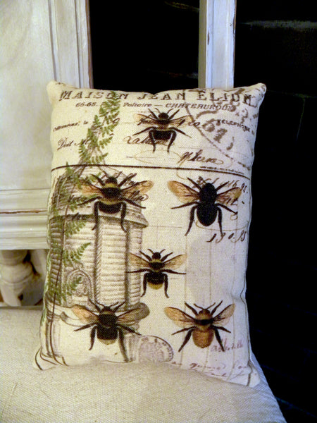 Botanical Bees and Fern Print,  Pillow, Note Cards, Tea Towel< Digital Down Load - BELLAVINTAGEHOME