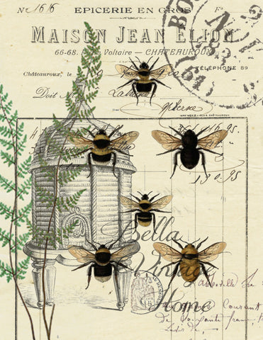 Insect Tea  Towel Bee & Ferns - BELLAVINTAGEHOME