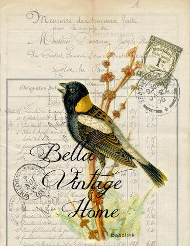 Bird Tea Towel Bobolink - BELLAVINTAGEHOME