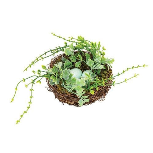a Vine and Greenery Nest  with Blue Eggs 5" - BELLAVINTAGEHOME