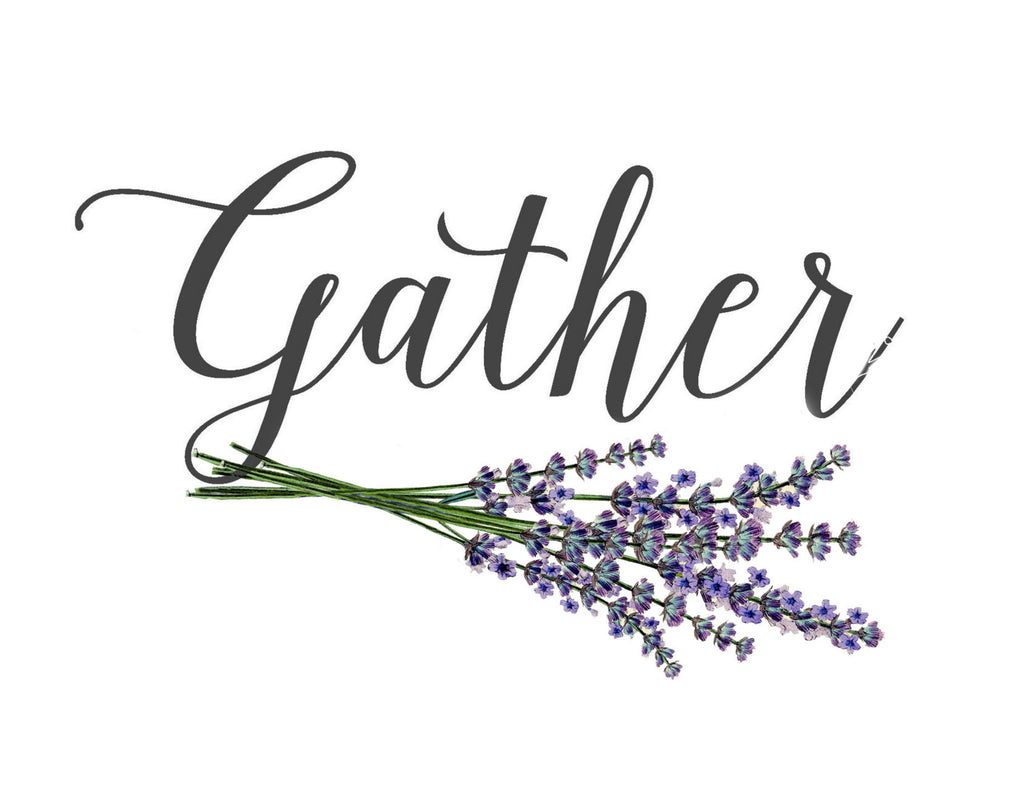 Gather with Lavender Bundle  Print,  Pillow, Note Cards, Tea Towel, Digital Download - BELLAVINTAGEHOME