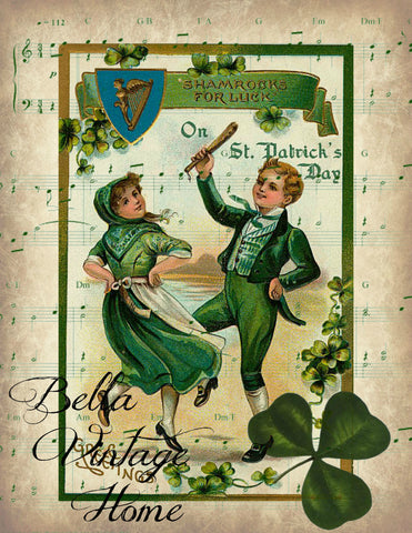 Irish Jig Print, Pillow, Note Cards, Tea Towel, Digital Download - BELLAVINTAGEHOME