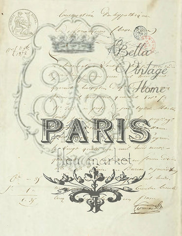 Botanical Paris Flea Market Print,  Pillow, Note Cards, Tea Towel, Digital Download - BELLAVINTAGEHOME
