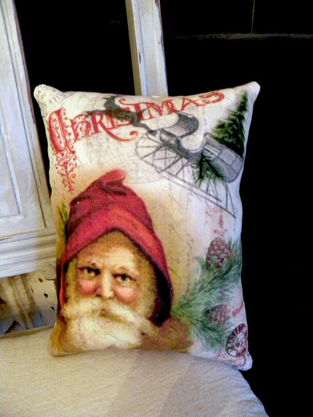 Vintage Art Collection Paper  Christmas Santa and Sleigh Print,  Pillow, Note Cards, Tea Towel, Digital Download - BELLAVINTAGEHOME
