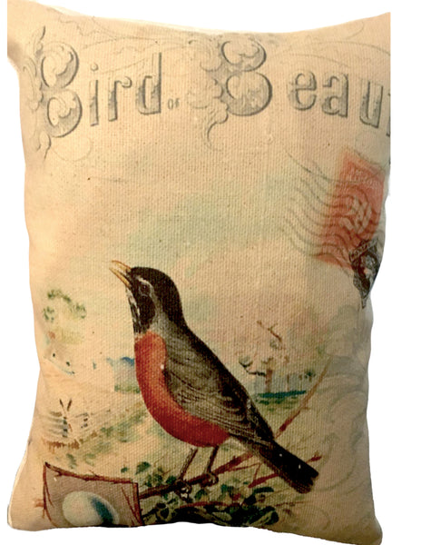 Botanical Bird Beauty Robin Print, Pillow, Note Cards, Tea Towel, Digital Download - BELLAVINTAGEHOME
