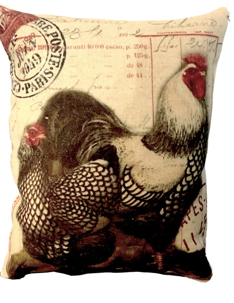Black and White Rooster Print,  Pillows, Note Cards, Tea Towel, Digital Download - BELLAVINTAGEHOME