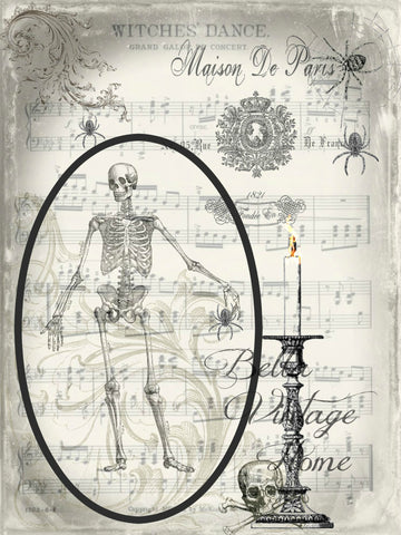 Gothic Skeleton Spider Dance Print,  Pillow, Note Cards, Tea Towel, Digital Download - BELLAVINTAGEHOME