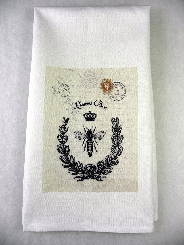 French Tea  Towel  Queen Bee - BELLAVINTAGEHOME