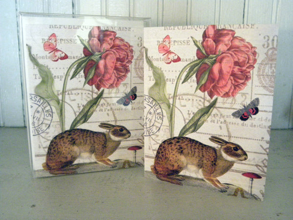Le Lapin Rabbit Print,  Pillow, Note Cards, Tea Towel, Digital Download - BELLAVINTAGEHOME