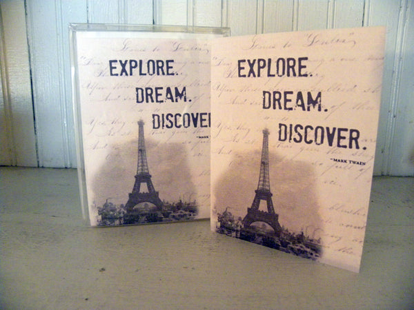 Explore Dream Discover Print,  Pillow, Note Cards, Tea Towel, Digital Download - BELLAVINTAGEHOME