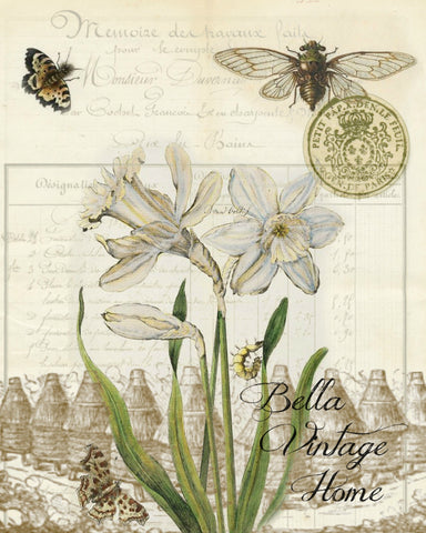 Floral Tea  Towel White Daffodil - BELLAVINTAGEHOME
