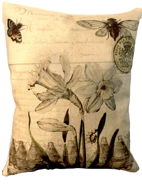 Botanical White Daffodil Print, Pillow, Note Cards, Tea Towel, Digital Download - BELLAVINTAGEHOME