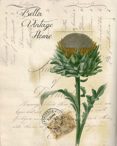 Botanical Artichoke Print, Pillow, Note Cards, Tea Towel, Digital Download - BELLAVINTAGEHOME
