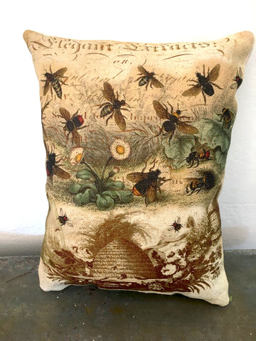 Bees & Skep Accent Pillow - BELLAVINTAGEHOME