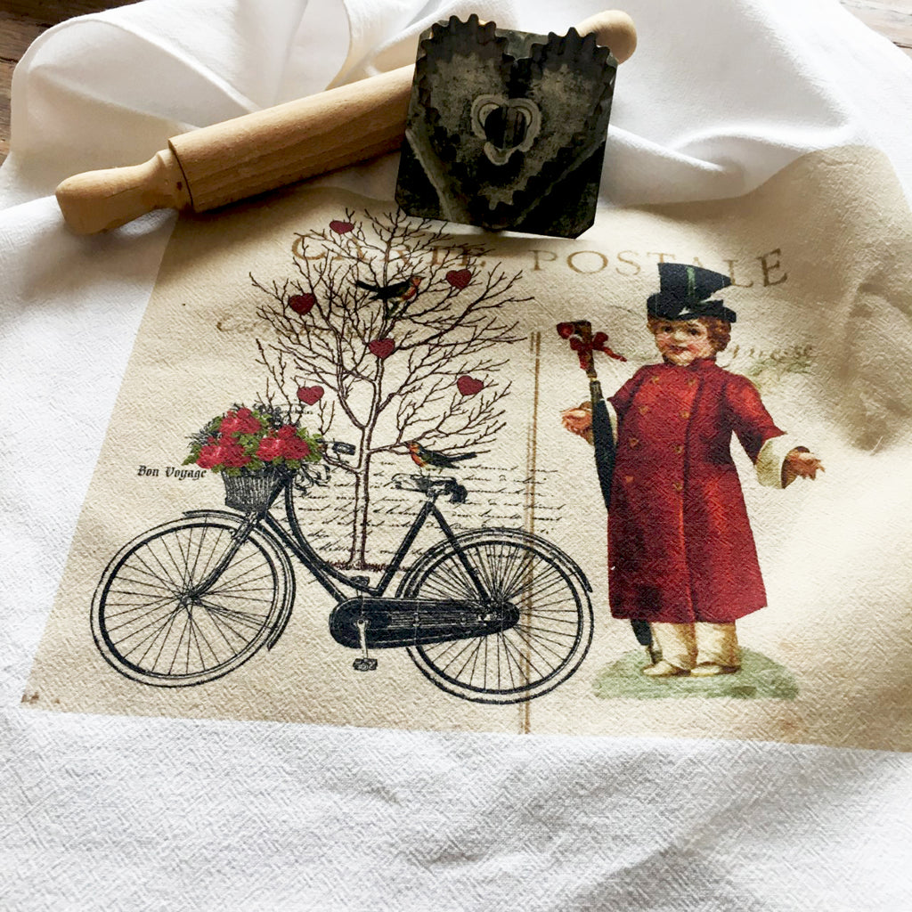 Tea Towel-Bicycle Boy - BELLAVINTAGEHOME
