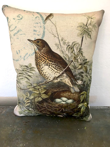 Birds with Nest Accent Pillow - BELLAVINTAGEHOME